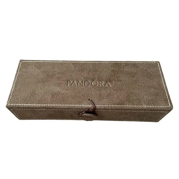 Pandora Jewelry Box Tan/Brown 3 Tier Charm/Bracelet Organizer case Retired - Picture 1 of 9